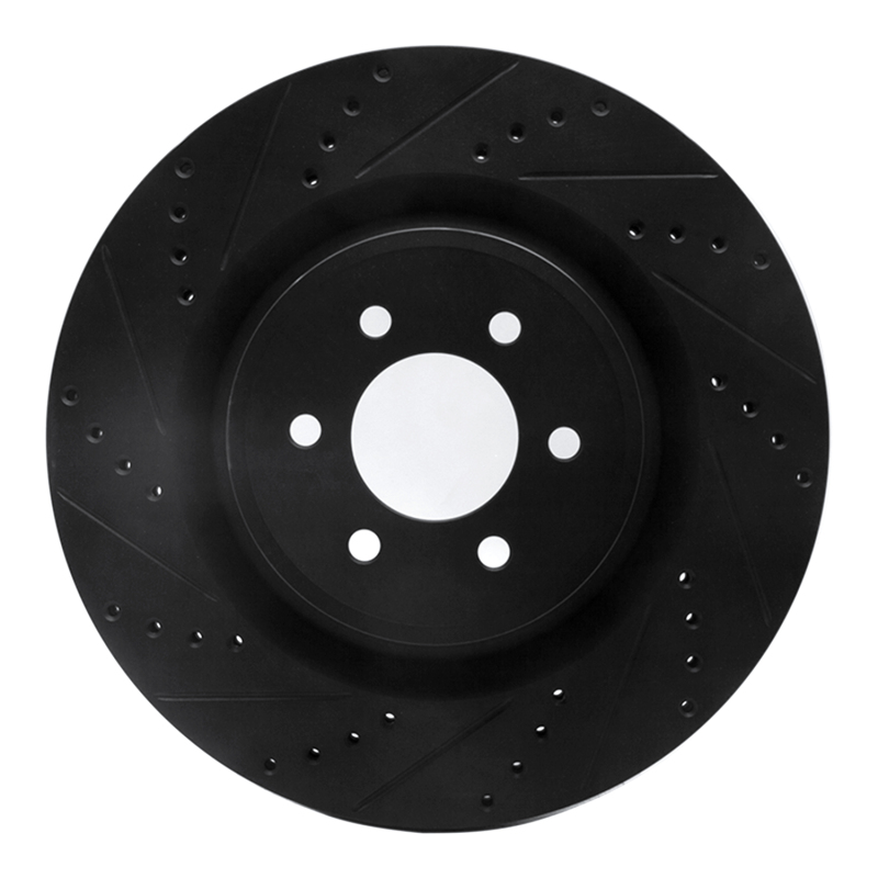 Dodge Viper Brake Rotor (1) - Front Left - R1 Concepts - Drilled & Slotted - Black - `03-`17